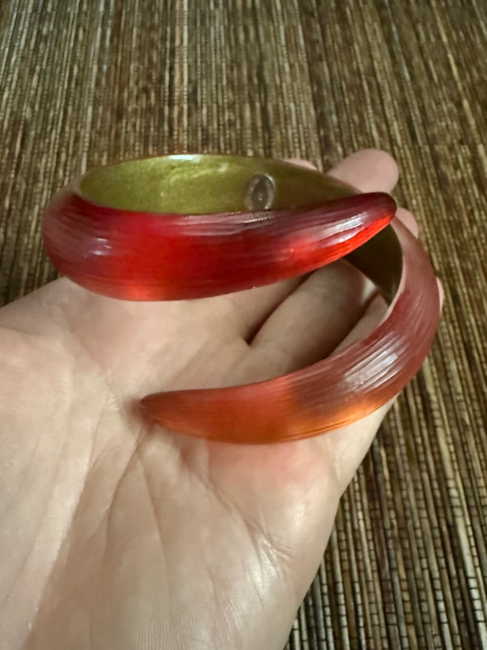 Alexis Bittar Resin Wrap Cuff Bangle Bracelet Orange Modernist Designer